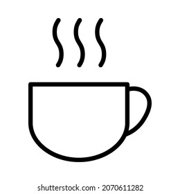 Coffee icon, breakfast drink cafe, cappuccino, hot simple isolated illustration, vector line .