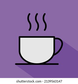 Icono de café, café de desayuno, capuchino, ilustración aislada caliente, línea vectorial .