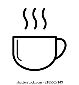 Coffee icon, breakfast drink cafe, cappuccino, hot simple isolated illustration, vector line .