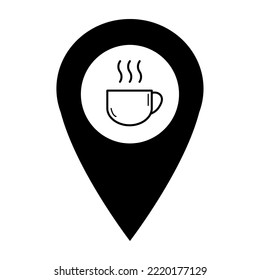 Coffee icon, breakfast drink cafe, cappuccino, hot simple isolated illustration, vector line .