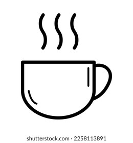 Icono de café, café de desayuno, capuchino, ilustración aislada caliente, línea vectorial .