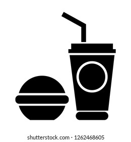Coffee icon with a burger. Vector illustration.