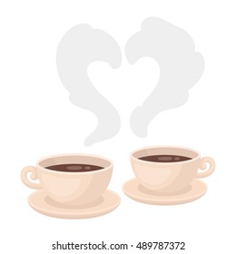 Coffee icon in cartoon style isolated on white background. Romantic symbol stock vector illustration.