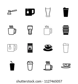 Coffee icon. collection of 16 coffee filled and outline icons such as drink, cup with heart, mug, cup, turk, vending machine. editable coffee icons for web and mobile.