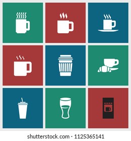Coffee icon. collection of 9 coffee filled icons such as drink, mug, vending machine, tea. editable coffee icons for web and mobile.