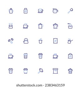 Colección de iconos de café. Icono de Pixel Perfecto Café y Bebida Duoline Style 2D