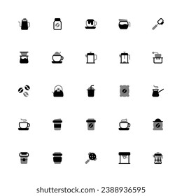 Coffee Icon Collection. Pixel Perfect Coffee Shop and Beverage Duotone Style 2D Icon