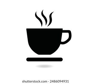 icono de café. Icono plano de taza de café con sombras