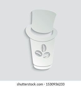  coffee icon. Cup of coffee  icon with hat. Logo for cafe or restaurant paper with shadow 