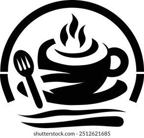 Coffee Icon with Cutlery for Restaurant and Cafe