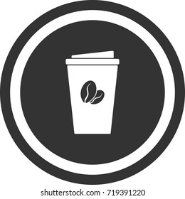 Coffee icon . dark circle sign design