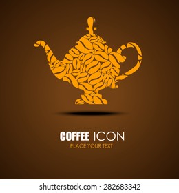 coffee icon. design idea for -a cafe. cup vector. brown background