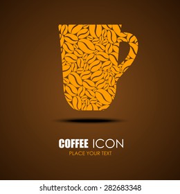 coffee icon. design idea for -a cafe. cup vector. brown background