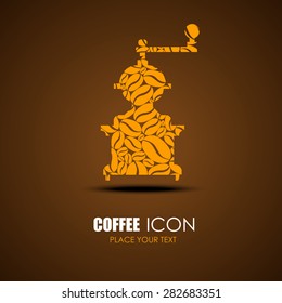 coffee icon. design idea for -a cafe. cup vector. brown background