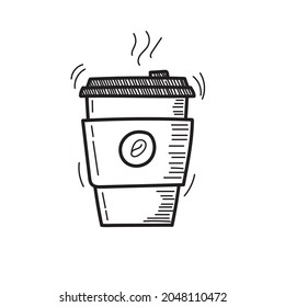 Coffee icon in doodle style and cute design isolated on white background