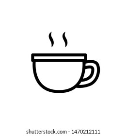 Coffee Icon , Drink Cup Espresso Breakfast Emblem Isolated Illustration , Fresh Design Template Logo Simple Outline Solid Background White
