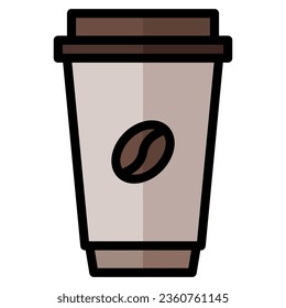 coffee icon in filled line style isolated on white background. Fastfood icon, vector illustration for graphic design projects