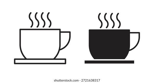 Icono de café en línea delgada, estilo de trazo para Sitio web y App