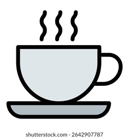 Coffee icon flat line style illustration representing brewed beverages and cafe culture, suitable for food service, hospitality, and lifestyle-related projects