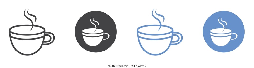 Coffee icon flat line symbol set.