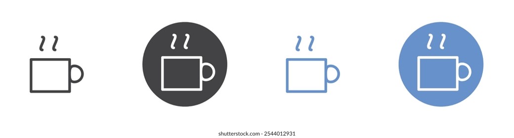 Ícone de café Plano definido em preto e branco cor