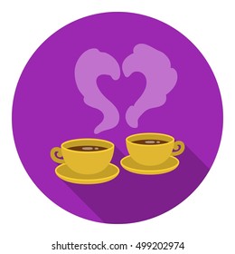 Coffee icon in flat style isolated on white background. Romantic symbol stock vector illustration.