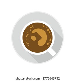 Kaffeesymbol in flacher Draufsicht. Morgenritual. Vektorgrafik.