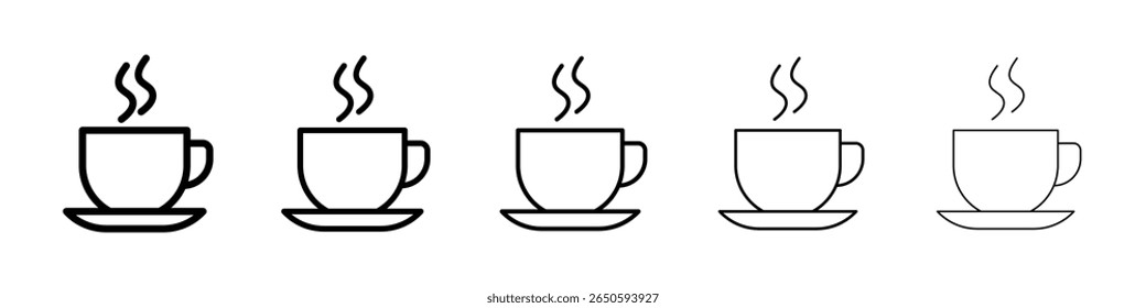 Coffee icon graphic set. trendy stroke line style