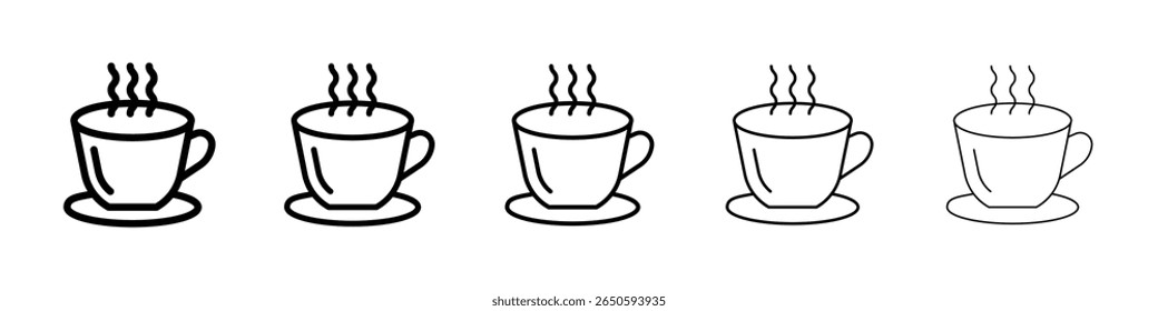 Coffee icon graphic set. trendy stroke line style