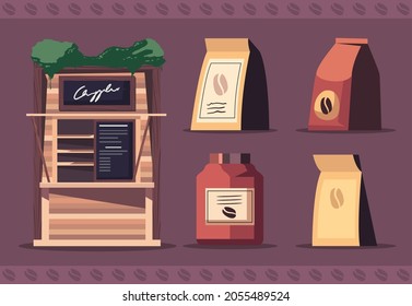 coffee icon group on purple background