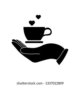 coffee icon hand holding cup icon vector. cafe logo