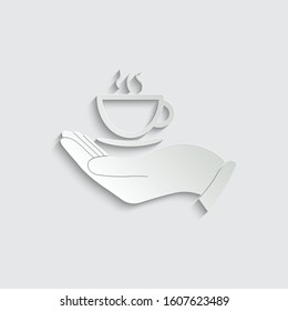 coffee icon hand holding cup icon vector. cafe logo