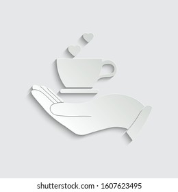 coffee icon hand holding cup icon vector. cafe logo