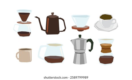 Coffee icon in Hand-drawn style set , Drawing of cafe elements for design menu label packaging . icons vector illustration