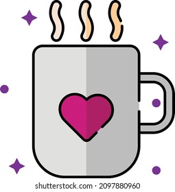 Coffee Icon. Happy Valentine day signs and symbols. Love, couple, relationship, dating, wedding, holiday, romantic amour theme. 