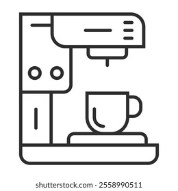 Coffee icon, Hotel service symbol outline icon, editable vector illustration and transparent graphic element. Isolated on white background