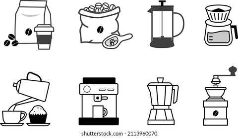 COFFEE ICON ILLUST VECTOR HAND DRIP COFFEE POT