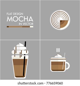 Coffee Icon illustration Set : MOCHA 
CHOCOLATE COFFEE icon, symbols, signs, emblems Vector illustration.