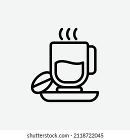  coffee icon, isolated office outline icon in light grey background, perfect for website, blog, logo, graphic design, social media, UI, mobile app, EPS 10 vector illustration