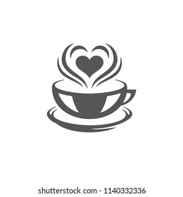 Coffee icon isolated on white background vector illustration. Coffee cup vector graphic silhouette.