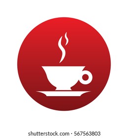 coffee icon isolated vector sign symbol on red background. Transport elements. Can be used in logo, UI and web design