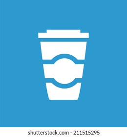 coffee icon, isolated, white on the blue background. Exclusive Symbols 