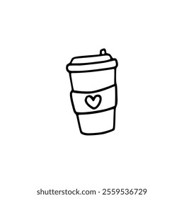 Coffee icon line drawing on white background
