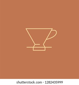 Coffee icon and linear coffeeshop logo badge in outline style with trendy thin line emblem for cafe sign, coffee house, the symbol for the app.