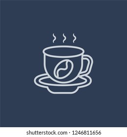 Coffee icon. Coffee linear design concept from Drinks collection. Simple element vector illustration on dark blue background.