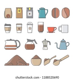 Coffee icon with linear and outline style