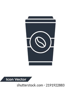 ilustración vectorial del logotipo del icono del café. Taza desechable con esteas de calor saliendo, haciendo plantilla de símbolo de café para colección de diseño gráfico y web