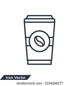 coffee icon logo vector illustration. Disposable cup with steas of hotness popping out, making coffee symbol template for graphic and web design collection
