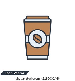 coffee icon logo vector illustration. Disposable cup with steas of hotness popping out, making coffee symbol template for graphic and web design collection