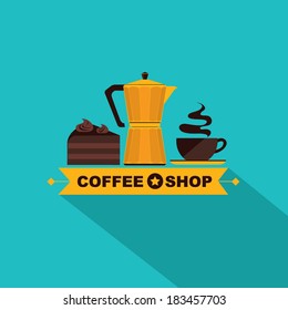 Coffee icon menu. Flat design. Vector for menu, coffee shop, restaurant.